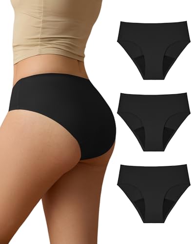 SHARICCA Periodenunterwäsche Starke Blutung 40 ML SaugfäHigkeit Perioden Unterwäsche Atmungsaktiv Lecksicher Menstruation Unterhosen Slips Damen (Mehrfarbig-3P01,XL) von SHARICCA