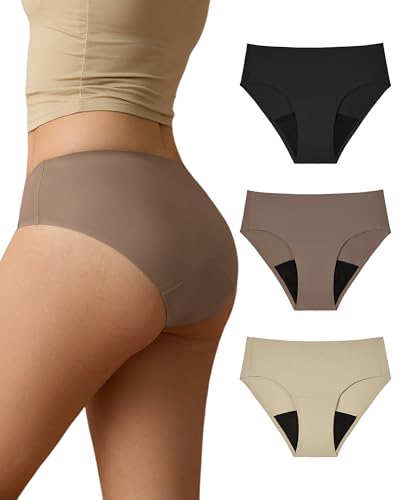 SHARICCA Periodenunterwäsche Starke Blutung 40 ML SaugfäHigkeit Perioden Unterwäsche Atmungsaktiv Lecksicher Menstruation Unterhosen Slips Damen (Mehrfarbig-3P02,XS) von SHARICCA