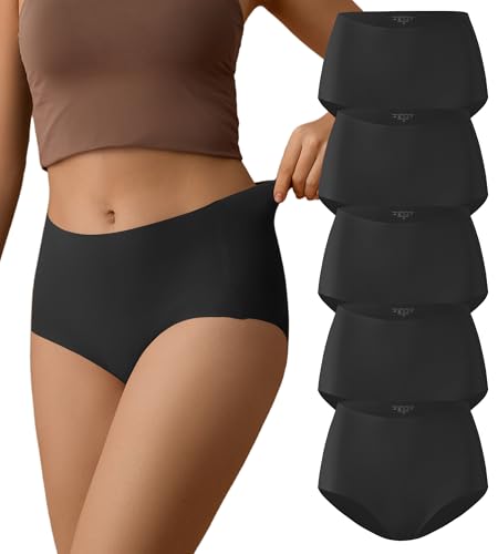 SHARICCA Seamless Slips Damen Hohe Taille Stretch Atmungsaktiv Unterhose Damen Nahtlos Dünn und Leicht Ohne Naht Panties (Mehrfarbig-5P02-XXL) von SHARICCA