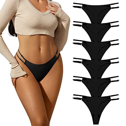 SHARICCA Seamless String Tanga Damen Atmungsaktiv Sexy Slip Nahtlos Hipster Bikini Damen Comfortable Unterhosen 6 Pack (Mehrfarbig-03, M) von SHARICCA