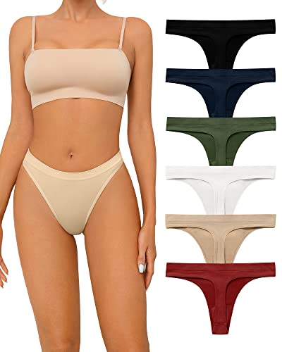 SHARICCA Seamless String Tanga Damen Tief Sitzender Unterhosen Damen Geeignet für Yogahosen Leggings oder Kleider (6P01-Mehrfarbig, S) von SHARICCA