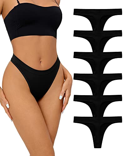 SHARICCA Seamless String Tanga Damen Tief Sitzender Unterhosen Damen Geeignet für Yogahosen Leggings oder Kleider (6P02-Mehrfarbig, L) von SHARICCA