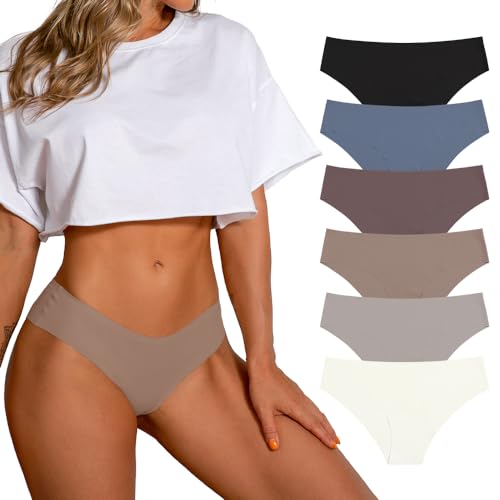 SHARICCA Damen Unterhosen Nahtlos Atmungsaktiv Stretch Damen Slip Hipster Bequeme Unterwäsche für Frauen Mehrpack(Mehrfarbig-6P14-S) von SHARICCA