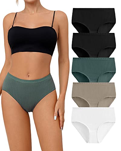 SHARICCA Unterhosen Damen Baumwolle Atmungsaktiv Slip Hipster Bequeme Frauen Unterwäsche 5er Pack (Mehrfarbig-01, S) von SHARICCA