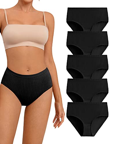 SHARICCA Unterhosen Damen Baumwolle Atmungsaktiv Slip Hipster Bequeme Frauen Unterwäsche 5er Pack (Mehrfarbig-02, L) von SHARICCA