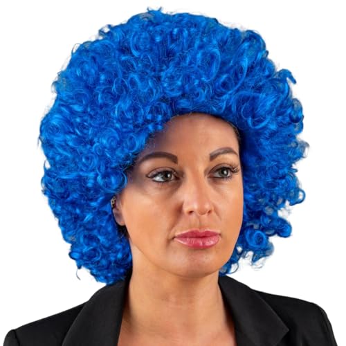 SHATCHI Afro-Perücke, lockiges Haar, für Kostümpartys, Diskoko-Zubehör, Unisex, 60er, 70er, 80er, Blau von SHATCHI