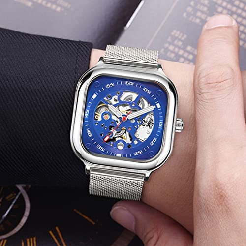 SHATONG Business Herrenuhr Platz Mode mechanische wasserdichte Uhr mit Edelstahl-Netzarmband,42 mm Gehäusegröße von SHATONG