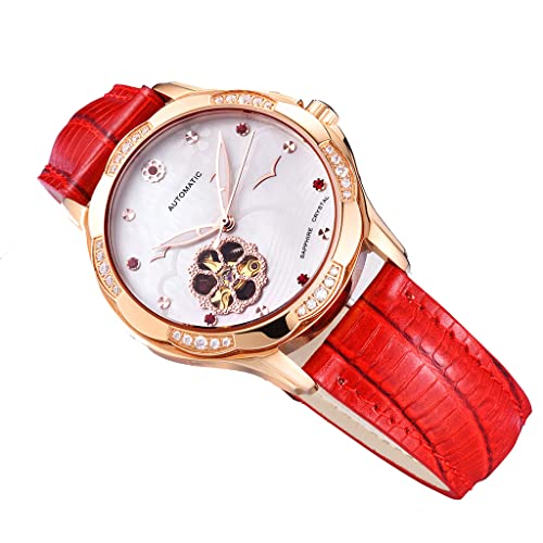 SHATONG Damen Aushöhlen mechanisch Armbanduhr Mode Leuchtend Analog Wasserdicht Uhren Damen Elegantes Geschenk,Zifferblattdurchmesser 34mm von SHATONG