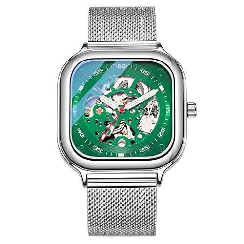 SHATONG Fashion Business Dreihand Herrenuhr Automatische mechanische Hohle wasserdichte Uhr Edelstahl-Netzarmband Kratzfest Elegantes Geschenk SHATONG Fashion Business Dreihand Herrenuhr Automatische mechanische Hohle wasserdichte Uhr Edelstahl-Netzarmband Kratzfest Elegantes Geschenk von SHATONG