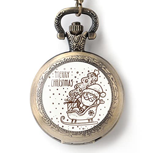 SHATONG Klassische Weihnachtsmann-Serie Quarz Retro Taschenuhr mit arabische Ziffern und Kette,Weihnachten Geschenk für Männer und Frauen SHATONG Klassische Weihnachtsmann-Serie Quarz Retro Taschenuhr mit arabische Ziffern und Kette,Weihnachten Geschenk für Männer und Frauen von SHATONG