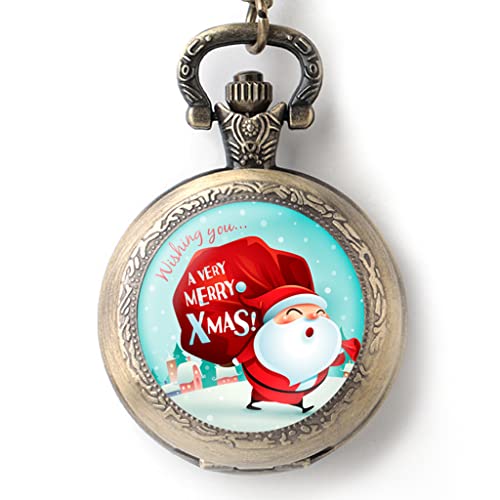 SHATONG Klassische Weihnachtsmann-Serie Quarz Retro Taschenuhr mit arabische Ziffern und Kette,Weihnachten Geschenk für Männer und Frauen SHATONG Klassische Weihnachtsmann-Serie Quarz Retro Taschenuhr mit arabische Ziffern und Kette,Weihnachten Geschenk für Männer und Frauen von SHATONG