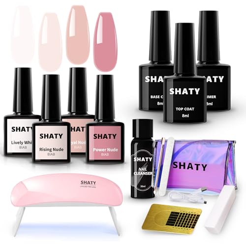 SHATY® BIAB Starter Pack - Nude Romance with SHATY) - Builder In A Bottle - BIAB Nail Polish - BIAB Set - Nail Cleanser, 36W Lampe, Instruction Video (ENG) & Manual von SHATY
