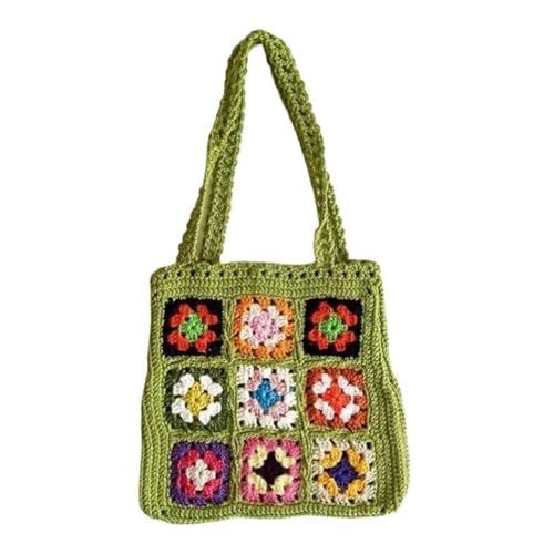 Gewebte Tote Strand Handtasche Floral handgemachte Weben Schulter häkeln Tasche(Green) von SHBHWS