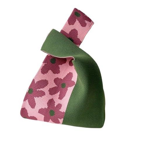 Lässige Blume Knoten Herz Handgelenk Tasche Strick Handtasche Einkaufstaschen Einkaufstasche(Style 05) von SHBHWS
