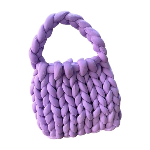 SHBHWS Gehäkelte Tasche for Damen, Schultertasche, lässige Clutch, Achseltasche, handgefertigt, gestrickt(PURPLE) von SHBHWS