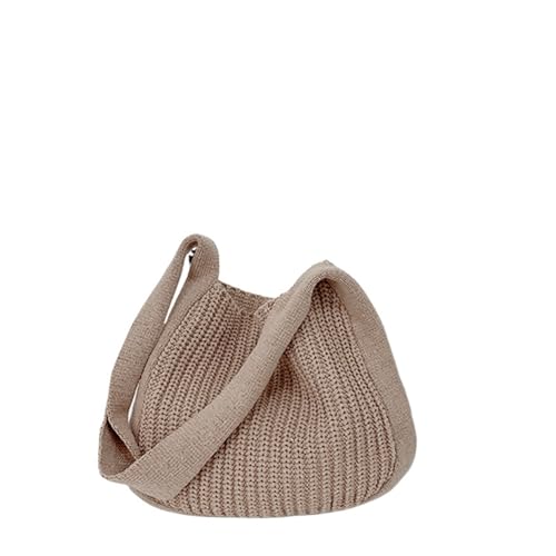SHBHWS Gestrickte Einkaufstasche for Damen, weiche Tragetasche, große Kapazität, Umhängetasche, Handtasche(Khaki) von SHBHWS