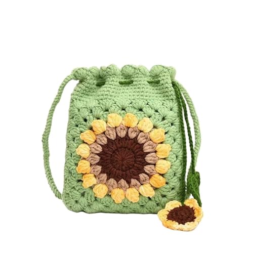 SHBHWS Handgemachte Diy Umhängetasche Wolle gestrickt Blume Schulter häkeln kleine Tasche(Color1) von SHBHWS