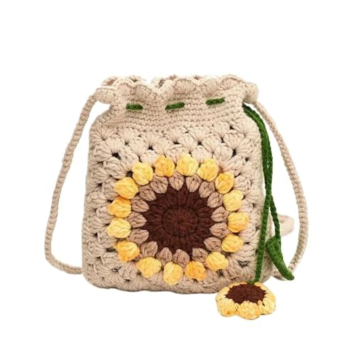 SHBHWS Handgemachte Diy Umhängetasche Wolle gestrickt Blume Schulter häkeln kleine Tasche(Color2) von SHBHWS