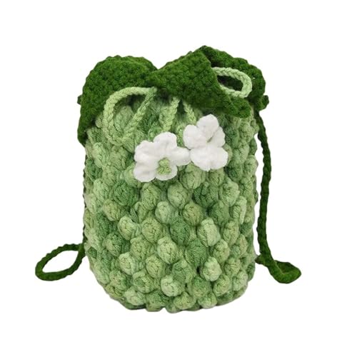SHBHWS Handgemachte Diy Umhängetasche Wolle gestrickt Blume Schulter häkeln kleine Tasche(Color4) von SHBHWS
