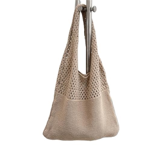 SHBHWS Vintage Hohl Gewebte Frauen Schulter Tasche Stricken Handtaschen Große Kapazität Tote Taschen(Khaki) von SHBHWS