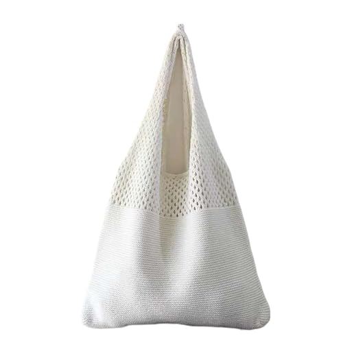SHBHWS Vintage Hohl Gewebte Frauen Schulter Tasche Stricken Handtaschen Große Kapazität Tote Taschen(White) von SHBHWS