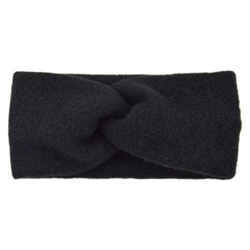 Stirnband Damen Winter Kreuz Breite Stirnbänder for Frauen Winter Wärmer Stricken Elastisches Haarband Turban Solide Bandana Schal Haar Zubehör (Color : Black) von SHBHWS