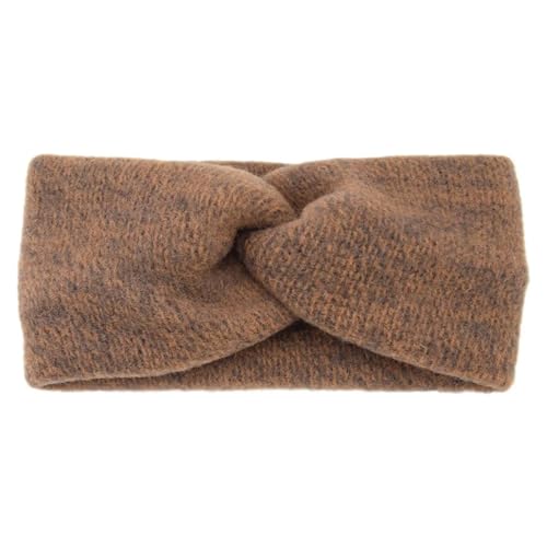 Stirnband Damen Winter Kreuz Breite Stirnbänder for Frauen Winter Wärmer Stricken Elastisches Haarband Turban Solide Bandana Schal Haar Zubehör (Color : Coffee) von SHBHWS