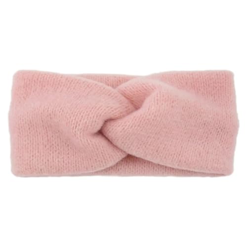 Stirnband Damen Winter Kreuz Breite Stirnbänder for Frauen Winter Wärmer Stricken Elastisches Haarband Turban Solide Bandana Schal Haar Zubehör (Color : Light pink) von SHBHWS