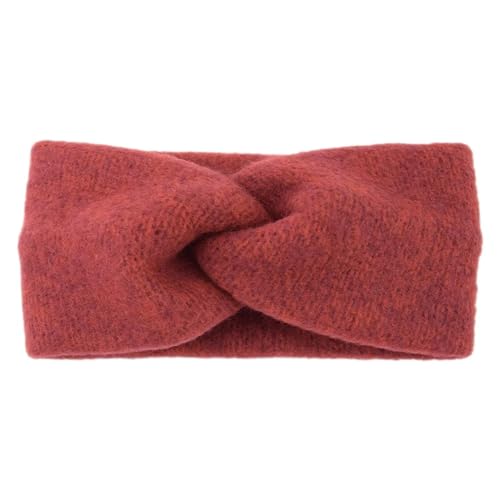 Stirnband Damen Winter Kreuz Breite Stirnbänder for Frauen Winter Wärmer Stricken Elastisches Haarband Turban Solide Bandana Schal Haar Zubehör (Color : Wine Red) von SHBHWS