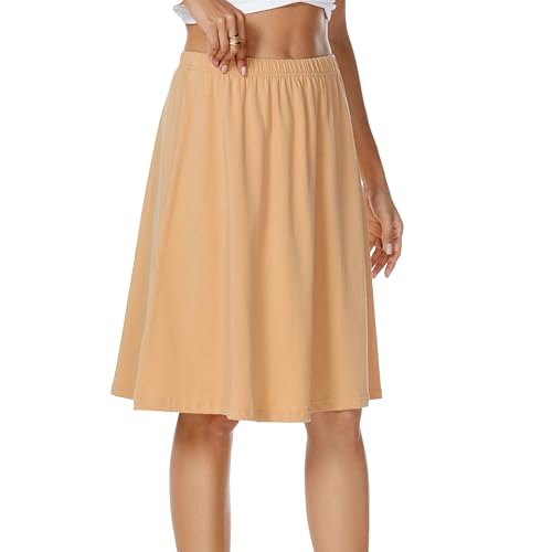 SHCNSJC Damen Unterrock lang Petticoat Elegantes Unsichtbar Underskirt Halbe Slips für Unterkleider,Beige,L von SHCNSJC