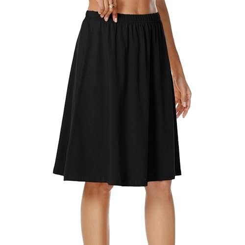 SHCNSJC Damen Unterrock lang Petticoat Elegantes Unsichtbar Underskirt Halbe Slips für Unterkleider,Schwarz,XXL von SHCNSJC