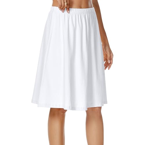 SHCNSJC Damen Unterrock lang Petticoat Elegantes Unsichtbar Underskirt Halbe Slips für Unterkleider,Weiß,L von SHCNSJC