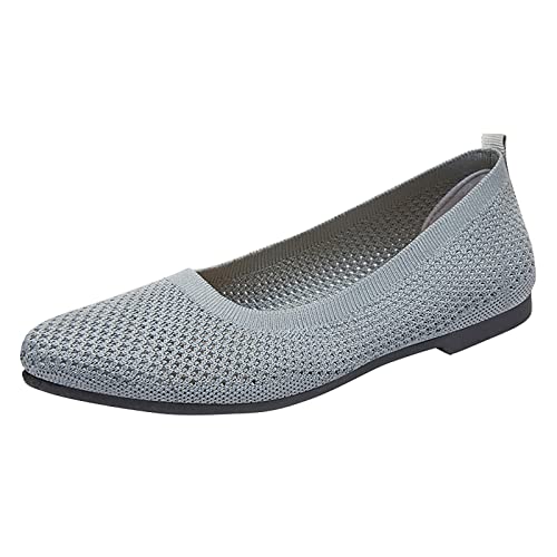 SHE.White Damen Flache Schuhe Mesh Spitze Slip On Ballerina Schuhe Einfarbig Freizeitschuhe Klassische Damenschuhe Leichte Mokassins Bequem Halbschuhe Elegant Low Top Bootsschuhe für Frauen Slippers von SHE.White