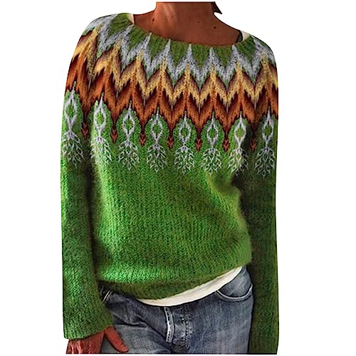 Damen Pullover Totem Print Plaid Print Farbe Kollision Design Einfacher Stil Klassischer Winter Pullover Street Slouchy Buntes Schachbrettmuster von SHECO