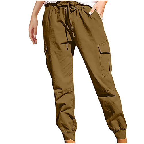 SHECO Damen Cargohose Cargo Pants Baggy Multi Taschen High Waist Stretch Wanderhose Cargo Hose Sport Jogginghose mit Elastischen in vielen Farben erhältlich, Größen XS - 4XL von SHECO