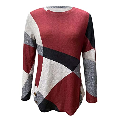 SHECO Damen Langarmshirts Rundhals T Shirts Blusen Tunika Sweatshirt Pullover Mit Taschen von SHECO