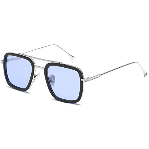 SHEEN KELLY （Box Geschenk） Retro Pilot Sonnenbrille Quadratischer Metallrahmen für Männer Frauen Sonnenbrille Klassische Downey Tony Stark Verlaufslinse von SHEEN KELLY