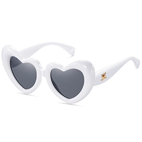 SHEEN KELLY Aufgeblasenes Herz geformt Sonnenbrille für Frauen Männer Vintage Liebe Trendy Retro dicken Rahmen Party Y2K Mode Brillen von SHEEN KELLY