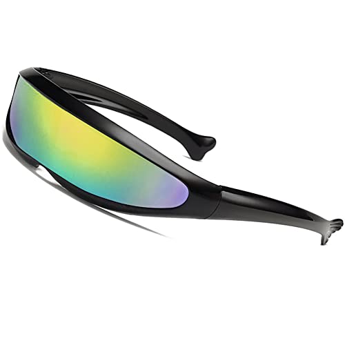 SHEEN KELLY Futuristisch Zyklop Sonnenbrille für Cosplay Schmale Zyklopen Erwachsene Party Wrap Gläser Spiegel von SHEEN KELLY