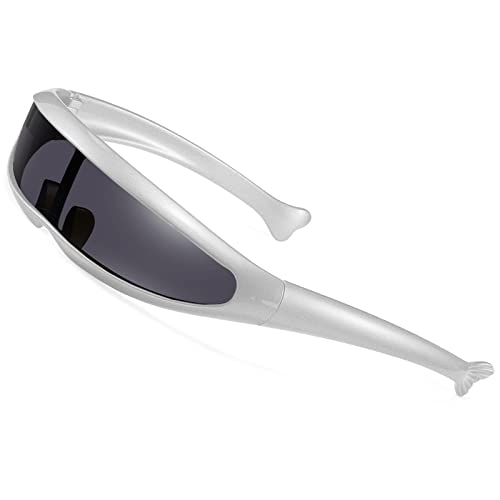 SHEEN KELLY Futuristisch Zyklop Sonnenbrille für Cosplay Schmale Zyklopen Erwachsene Party Wrap Gläser Spiegel von SHEEN KELLY