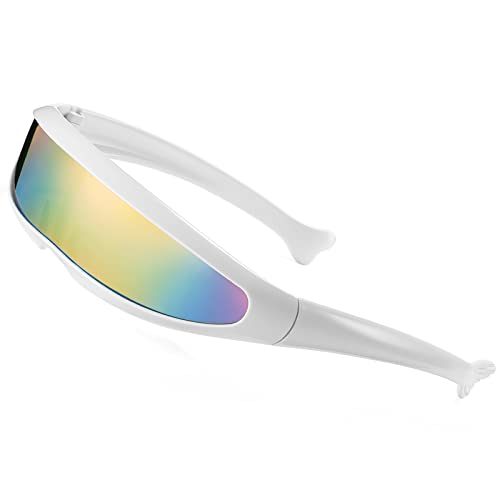 SHEEN KELLY Futuristisch Zyklop Sonnenbrille für Cosplay Schmale Zyklopen Erwachsene Party Wrap Gläser Spiegel von SHEEN KELLY