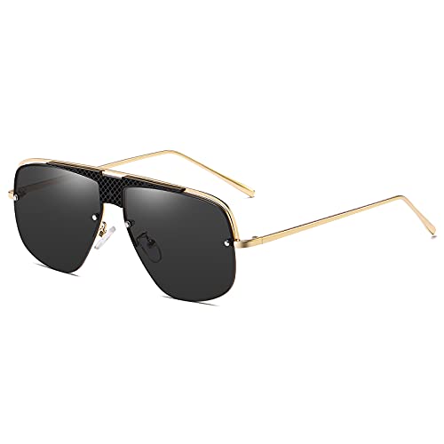 SHEEN KELLY Luxus V400 Retro-Sonnenbrille für Herren Square Ladies Mirrored Pilot Gradual Glasses Black von SHEEN KELLY