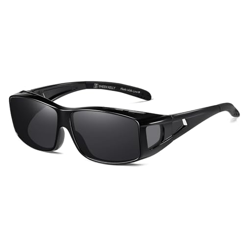 SHEEN KELLY Polarisierte Wrap Around Sonnebrillen für Autofahrer, Sonnebrillen für Herren Damen, Schwarz Nachtfahrbrille, Night Vision Goggles von SHEEN KELLY