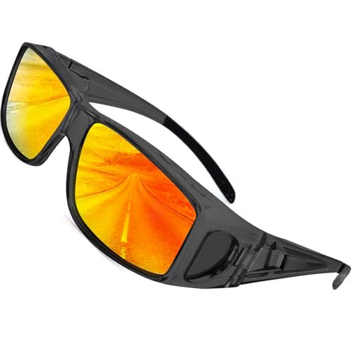 SHEEN KELLY Polarisierende Wrap Around Nachtsichtbrille Sonnenbrille Fahrende Gläser Seitengläsern Über der Brille Getragene von SHEEN KELLY