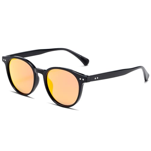 SHEEN KELLY Polarisierte Retro Runde verspiegelte getönte Sonnenbrille Männer Frauen Vintage 90s Classic Circle Oval Schwarz Schattierungen Brille sehen durch Linse Brillen von SHEEN KELLY