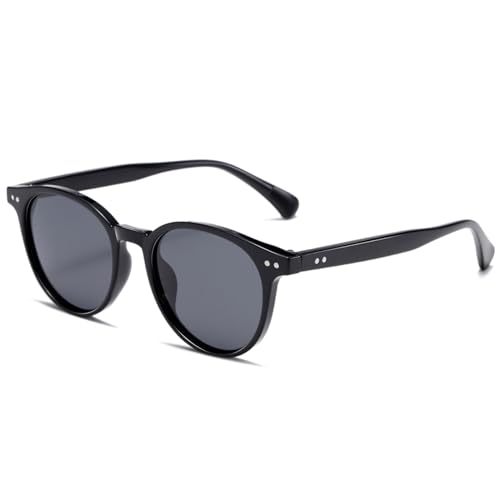 SHEEN KELLY Polarisierte Retro Runde verspiegelte getönte Sonnenbrille Männer Frauen Vintage 90s Classic Circle Oval Schwarz Schattierungen Brille sehen durch Linse Brillen von SHEEN KELLY