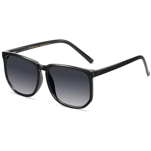 SHEEN KELLY Polarisierte TR90 Retro Oversized Sonnenbrille Geeignet Medium Large Faces Square Frame Brille Männer Frauen 80er 90er Jahre von SHEEN KELLY