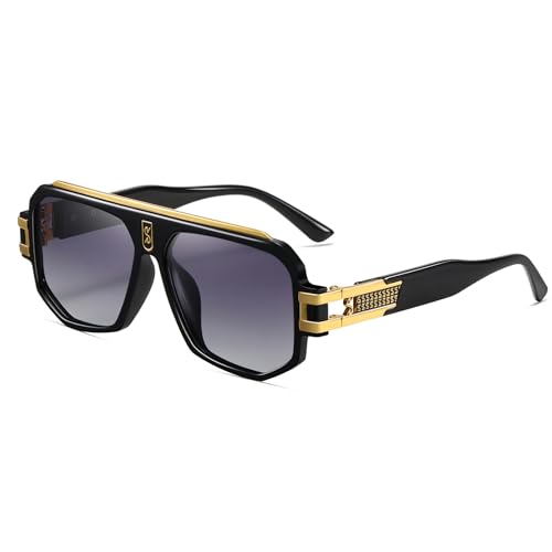 SHEEN KELLY Polarisierte flache obere quadratische Sonnenbrille für Männer Mode Pilot überdimensioniert Metallrahmen Brillen von SHEEN KELLY