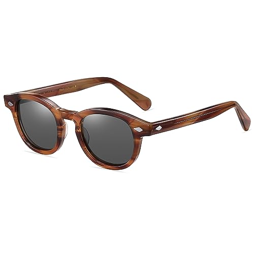 SHEEN KELLY Retro Acetat Ovale Sonnenbrille für Männer Frauen Hochauflösend Polarisierte Round Linse Material von SHEEN KELLY