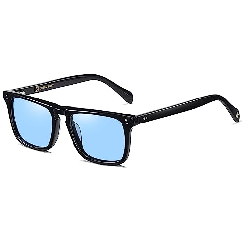 SHEEN KELLY Retro Hochauflösend ovale Sonnenbrille für Männer Frauen Piratenkapitän Johnny Depp Stil polarisierte Linse Acetat Material von SHEEN KELLY